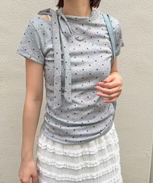 ribbon neck dot top