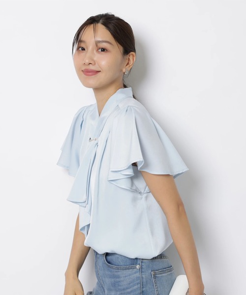 JUSGLITTY(ジャスグリッティー)の「ボウタイサテンブラウス(シャツ/ブラウス・レディース・ピンク系その他5/オフホワイト/ネイビー/ライトブルー・2/1)」の20枚目の写真