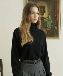 Merino Wool 100% Turtleneck Basic Knit (Black)
