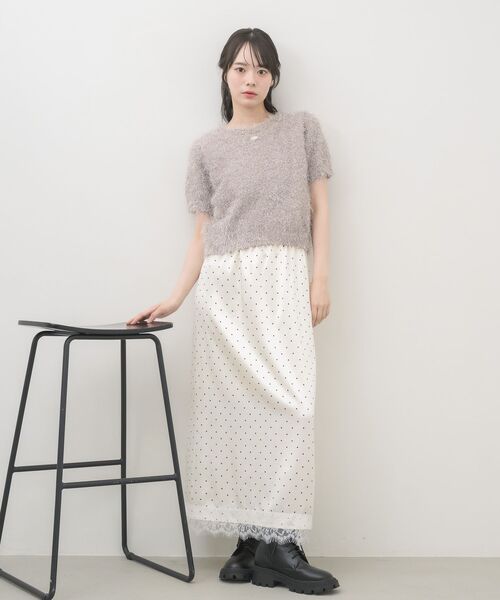RETRO GIRL(レトロガール)の「裾レースサテンスカート(スカート・レディース・ホワイト系その他/ブラック/ナチュラル・FREE)」の15枚目の写真