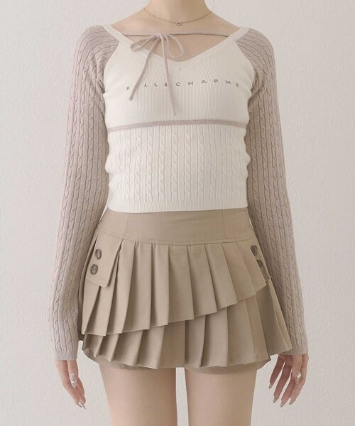 Belle Charme(ベルシャルム)の「【Belle Charme】Color Block Raglan Knit(ニット/セーター・レディース・ブラック/ピンク/ベージュ・FREE)」の4枚目の写真