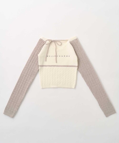 Belle Charme(ベルシャルム)の「【Belle Charme】Color Block Raglan Knit(ニット/セーター・レディース・ブラック/ピンク/ベージュ・FREE)」の11枚目の写真