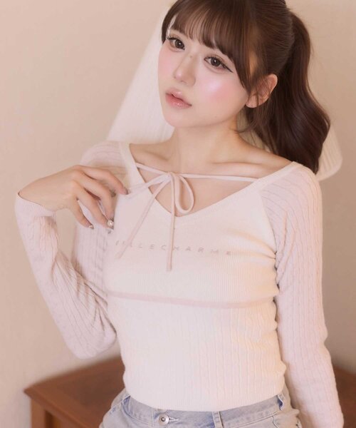 Belle Charme(ベルシャルム)の「【Belle Charme】Color Block Raglan Knit(ニット/セーター・レディース・ブラック/ピンク/ベージュ・FREE)」の12枚目の写真