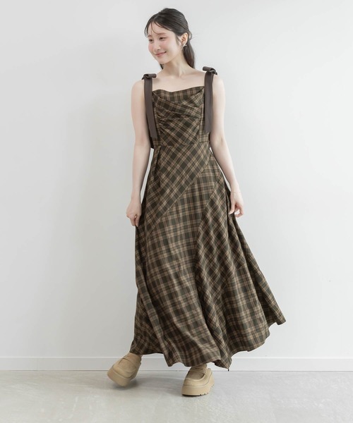 RANDA（ランダ）の「ドレープアシンメトリーワンピース（ワンピース・レディース・ベージュ/ブラウン/ブラック・0/1）」の3枚目の写真