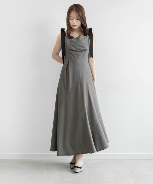 RANDA（ランダ）の「ドレープアシンメトリーワンピース（ワンピース・レディース・ベージュ/ブラウン/ブラック・0/1）」の2枚目の写真