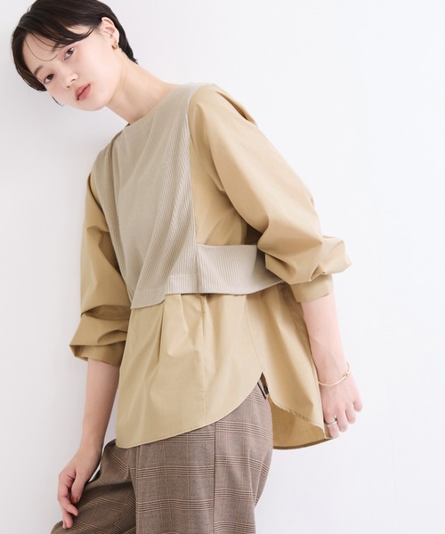 le cercle ADAM ET ROPE'(ルセルクルアダムエロペ)の「ドッキングシャツ(シャツ/ブラウス・レディース・ベージュ/ホワイト系その他/ブラック系その他2・FREE)」の3枚目の写真