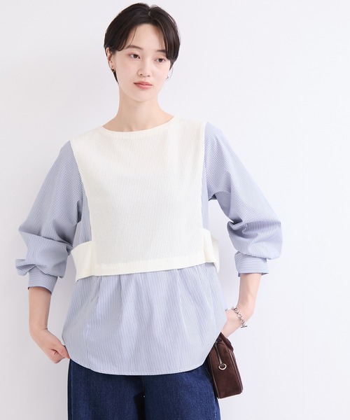 le cercle ADAM ET ROPE'(ルセルクルアダムエロペ)の「ドッキングシャツ(シャツ/ブラウス・レディース・ベージュ/ホワイト系その他/ブラック系その他2・FREE)」の2枚目の写真