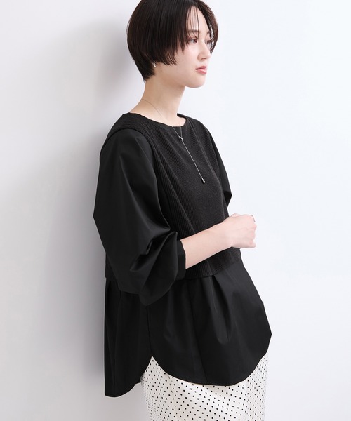 le cercle ADAM ET ROPE'(ルセルクルアダムエロペ)の「ドッキングシャツ(シャツ/ブラウス・レディース・ベージュ/ホワイト系その他/ブラック系その他2・FREE)」の1枚目の写真