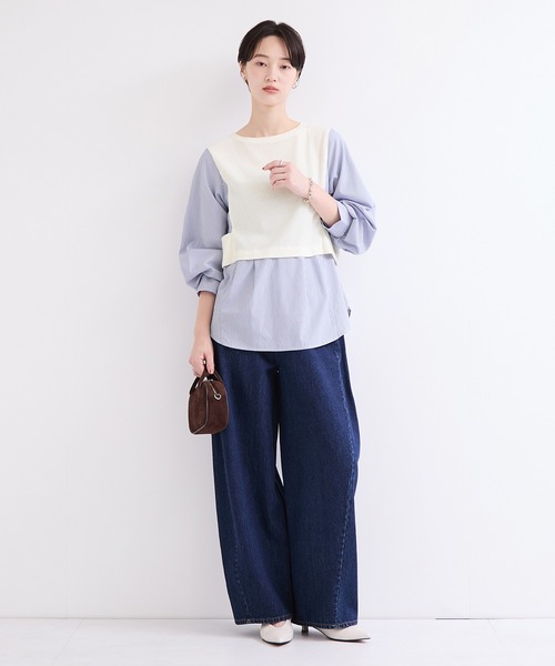 le cercle ADAM ET ROPE'(ルセルクルアダムエロペ)の「ドッキングシャツ(シャツ/ブラウス・レディース・ベージュ/ホワイト系その他/ブラック系その他2・FREE)」の6枚目の写真