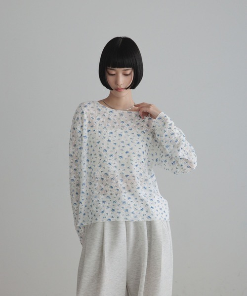 LOWRYS FARM（ローリーズファーム）の「フラワーメッシュロングスリーブ　 1063339（Tシャツ/カットソー・レディース・ホワイト/ブラック・FREE）」の5枚目の写真