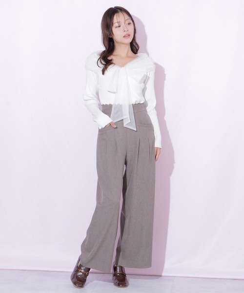 JILL by JILL STUART(ジルバイジルスチュアート)の「チュールリボンニット(ニット/セーター・レディース・ブラウン/ブルー/ホワイト・FREE)」の5枚目の写真
