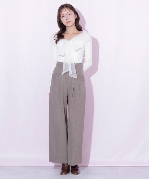 JILL by JILL STUART(ジルバイジルスチュアート)の「チュールリボンニット(ニット/セーター・レディース・ブラウン/ブルー/ホワイト・FREE)」の6枚目の写真