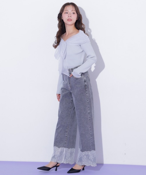 JILL by JILL STUART(ジルバイジルスチュアート)の「チュールリボンニット(ニット/セーター・レディース・ブラウン/ブルー/ホワイト・FREE)」の18枚目の写真