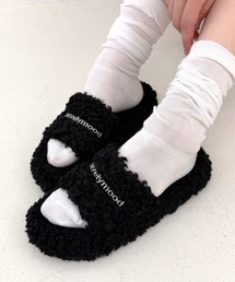 軽量厚底 ふわもこ プードルファーサンダル