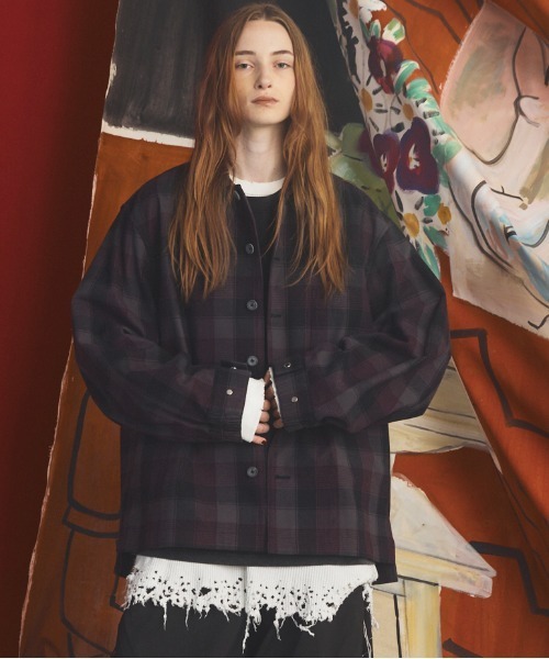MAISON SPECIAL(メゾンスペシャル)の「《UNISEX》【イタリアンデッドストックファブリック】プライムオーバーシャツブルゾン/【Italian Dead Stock Fabric】Prime-Over Shirt Blouson【MAISON SPECIAL/メゾンスペシャル】(シャツ/ブラウス・メンズ・グリーン/チャコールグレー/グレー/イエロー/パープル/ライトブルー/ホワイト/その他1・1/0/2)」の3枚目の写真