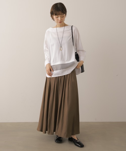 Bou Jeloud（ブージュルード）の「レーヨン天竺シアーラインプルオーバー（Tシャツ/カットソー・レディース・オフホワイト/A/ブラック・FREE）」の4枚目の写真