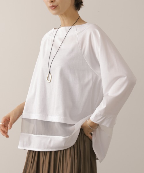 Bou Jeloud（ブージュルード）の「レーヨン天竺シアーラインプルオーバー（Tシャツ/カットソー・レディース・オフホワイト/A/ブラック・FREE）」の7枚目の写真