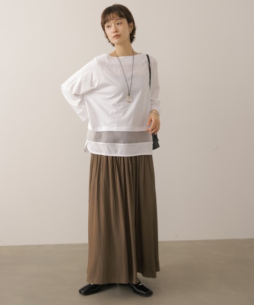 Bou Jeloud（ブージュルード）の「レーヨン天竺シアーラインプルオーバー（Tシャツ/カットソー・レディース・オフホワイト/A/ブラック・FREE）」の8枚目の写真
