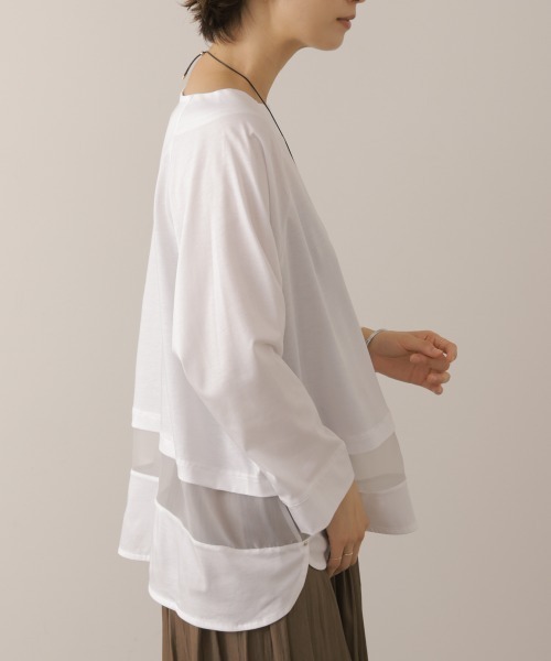 Bou Jeloud（ブージュルード）の「レーヨン天竺シアーラインプルオーバー（Tシャツ/カットソー・レディース・オフホワイト/A/ブラック・FREE）」の10枚目の写真