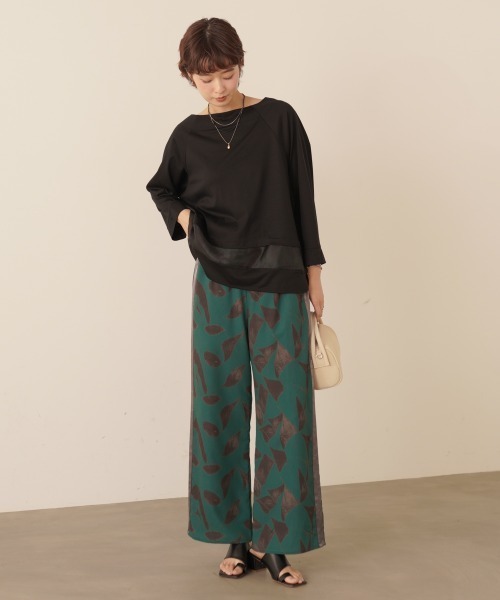 Bou Jeloud（ブージュルード）の「レーヨン天竺シアーラインプルオーバー（Tシャツ/カットソー・レディース・オフホワイト/A/ブラック・FREE）」の17枚目の写真