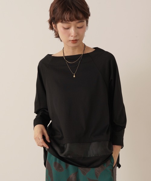 Bou Jeloud（ブージュルード）の「レーヨン天竺シアーラインプルオーバー（Tシャツ/カットソー・レディース・オフホワイト/A/ブラック・FREE）」の18枚目の写真