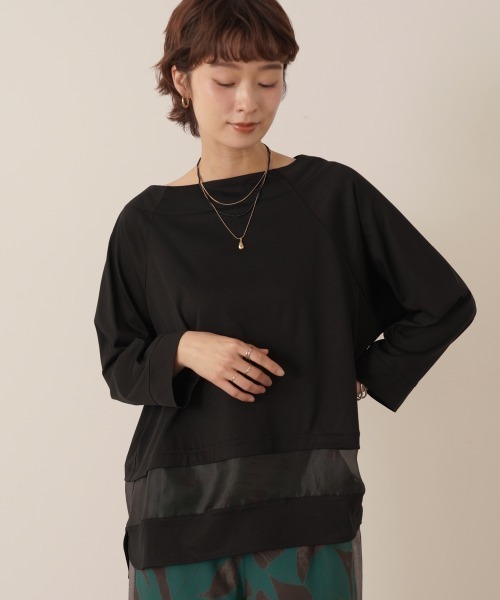 Bou Jeloud（ブージュルード）の「レーヨン天竺シアーラインプルオーバー（Tシャツ/カットソー・レディース・オフホワイト/A/ブラック・FREE）」の19枚目の写真