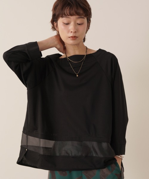 Bou Jeloud（ブージュルード）の「レーヨン天竺シアーラインプルオーバー（Tシャツ/カットソー・レディース・オフホワイト/A/ブラック・FREE）」の20枚目の写真