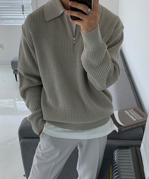 NEW GENTLEMAN(ニュージェントルマン)の「ナッシュビル ハーフジップ ポロカラー ニット(ニット/セーター・メンズ・ブラック/グレー/ベージュ・XL/L/M)」の5枚目の写真