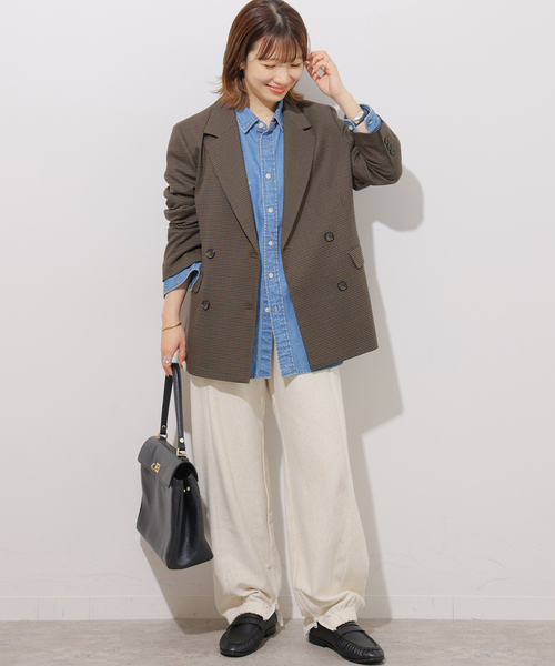 JOURNAL STANDARD relume(ジャーナルスタンダード レリューム)の「チェックテーラードジャケット(テーラードジャケット・レディース・ネイビー/ブラウン・38/36)」の3枚目の写真