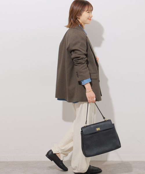 JOURNAL STANDARD relume(ジャーナルスタンダード レリューム)の「チェックテーラードジャケット(テーラードジャケット・レディース・ネイビー/ブラウン・38/36)」の4枚目の写真