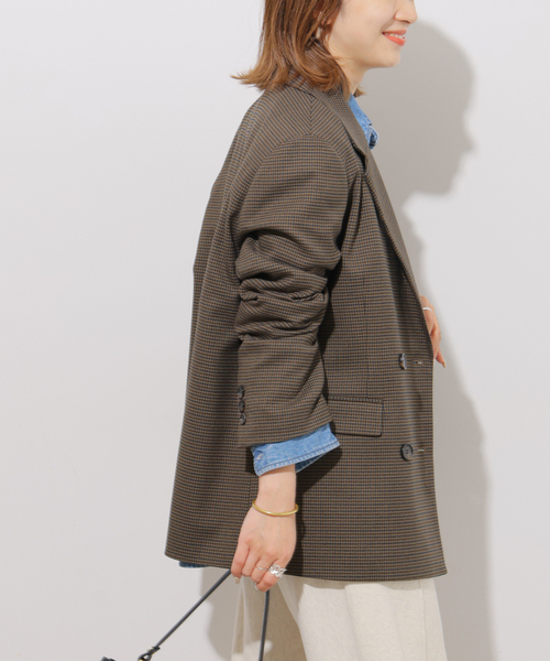 JOURNAL STANDARD relume(ジャーナルスタンダード レリューム)の「チェックテーラードジャケット(テーラードジャケット・レディース・ネイビー/ブラウン・38/36)」の7枚目の写真
