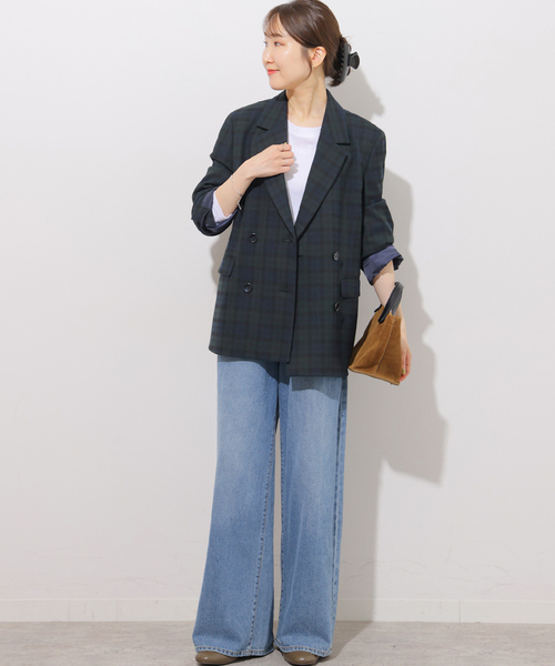 JOURNAL STANDARD relume(ジャーナルスタンダード レリューム)の「チェックテーラードジャケット(テーラードジャケット・レディース・ネイビー/ブラウン・38/36)」の9枚目の写真