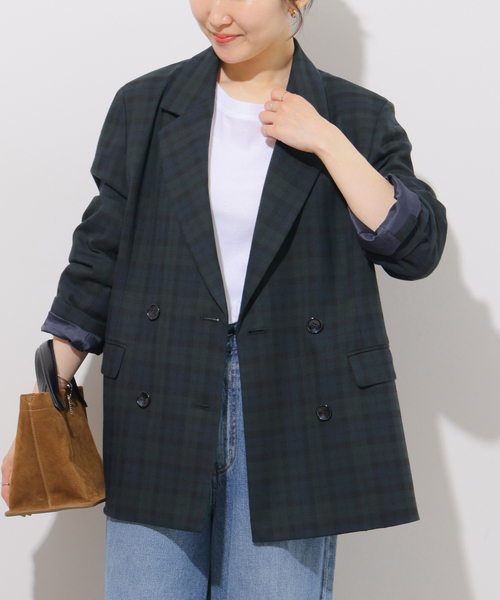 JOURNAL STANDARD relume(ジャーナルスタンダード レリューム)の「チェックテーラードジャケット(テーラードジャケット・レディース・ネイビー/ブラウン・38/36)」の13枚目の写真