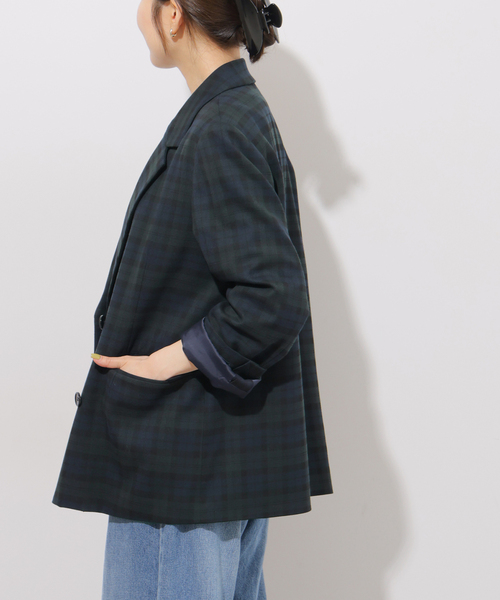 JOURNAL STANDARD relume(ジャーナルスタンダード レリューム)の「チェックテーラードジャケット(テーラードジャケット・レディース・ネイビー/ブラウン・38/36)」の14枚目の写真