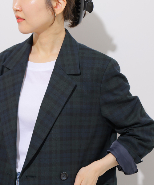JOURNAL STANDARD relume(ジャーナルスタンダード レリューム)の「チェックテーラードジャケット(テーラードジャケット・レディース・ネイビー/ブラウン・38/36)」の16枚目の写真
