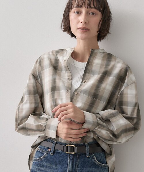 Dessin(デッサン)の「【手洗い可/シワになりにくい】オンブレーチェックシャツ(シャツ/ブラウス・レディース・ブルー系6/チャコールグレー・01/03/02)」の16枚目の写真