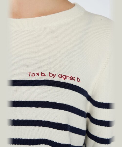 To b. by agnes b.(トゥービーバイアニエスベー)の「ロゴ刺繍 コットン ボーダー ニットポロ(ニット/セーター・レディース・ホワイト・FREE)」の9枚目の写真