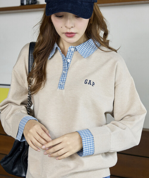 GAP(ギャップ)の「PUBLUX × GAP/ギャップ 別注 シャツ 襟 ポロニット 限定展開(ニット/セーター・レディース・ネイビー/グレー/ベージュ/チャコールグレー・フリ-)」の4枚目の写真
