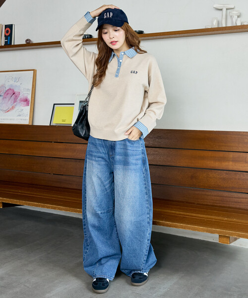 GAP(ギャップ)の「PUBLUX × GAP/ギャップ 別注 シャツ 襟 ポロニット 限定展開(ニット/セーター・レディース・ネイビー/グレー/ベージュ/チャコールグレー・フリ-)」の14枚目の写真