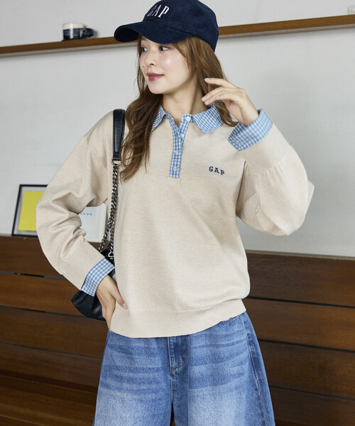 GAP(ギャップ)の「PUBLUX × GAP/ギャップ 別注 シャツ 襟 ポロニット 限定展開(ニット/セーター・レディース・ネイビー/グレー/ベージュ/チャコールグレー・フリ-)」の17枚目の写真