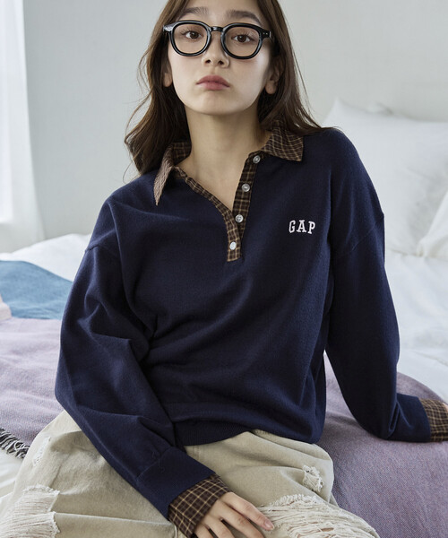 GAP(ギャップ)の「PUBLUX × GAP/ギャップ 別注 シャツ 襟 ポロニット 限定展開(ニット/セーター・レディース・ネイビー/グレー/ベージュ/チャコールグレー・フリ-)」の19枚目の写真
