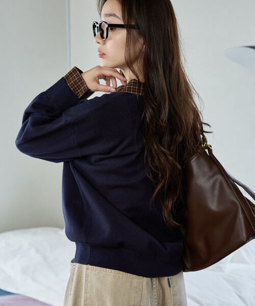GAP(ギャップ)の「PUBLUX × GAP/ギャップ 別注 シャツ 襟 ポロニット 限定展開(ニット/セーター・レディース・ネイビー/グレー/ベージュ/チャコールグレー・フリ-)」の20枚目の写真