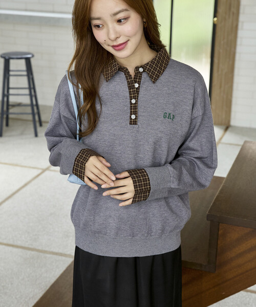 GAP(ギャップ)の「PUBLUX × GAP/ギャップ 別注 シャツ 襟 ポロニット 限定展開(ニット/セーター・レディース・ネイビー/グレー/ベージュ/チャコールグレー・フリ-)」の22枚目の写真
