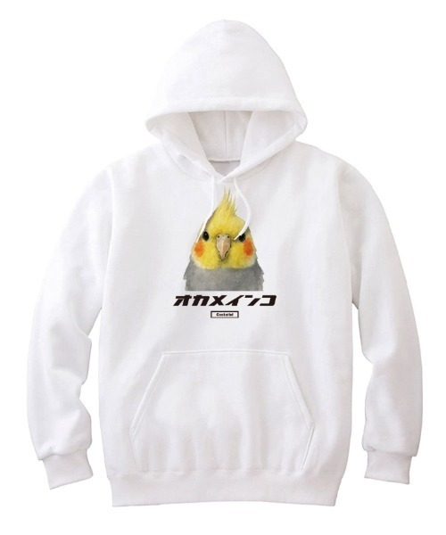 Moftique(モフティック)の「Moftique(モフティック) プルパーカー スウェット 裏毛 オカメインコ 鳥 ペット アニマル プリント トップス レディース ユニセックス(パーカー・レディース・ヘザーグレー/ホワイト/ブラック・XS/S)」の2枚目の写真
