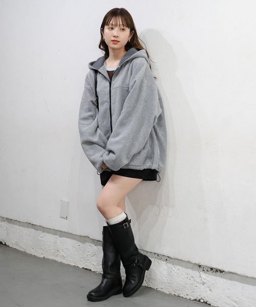 tiptop（ティップトップ）の「フリース配色ダブルジップフーディー（その他トップス・レディース・グレー/チャコールグレー・FREE）」の3枚目の写真