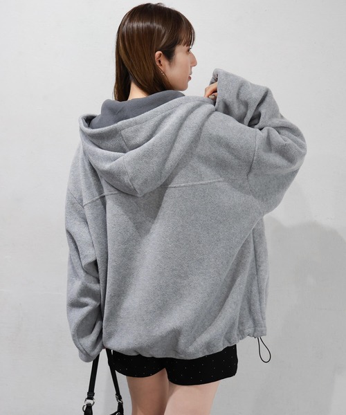 tiptop（ティップトップ）の「フリース配色ダブルジップフーディー（その他トップス・レディース・グレー/チャコールグレー・FREE）」の4枚目の写真