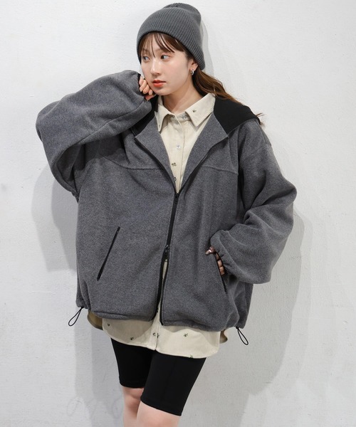 tiptop（ティップトップ）の「フリース配色ダブルジップフーディー（その他トップス・レディース・グレー/チャコールグレー・FREE）」の13枚目の写真
