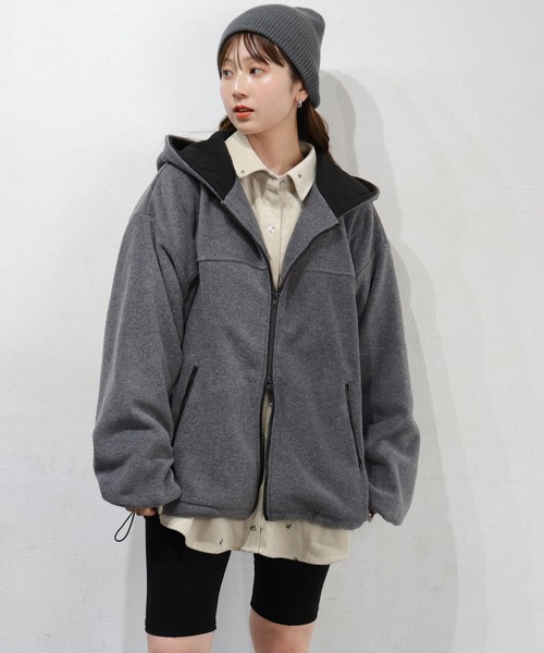 tiptop（ティップトップ）の「フリース配色ダブルジップフーディー（その他トップス・レディース・グレー/チャコールグレー・FREE）」の14枚目の写真