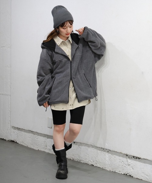 tiptop（ティップトップ）の「フリース配色ダブルジップフーディー（その他トップス・レディース・グレー/チャコールグレー・FREE）」の16枚目の写真