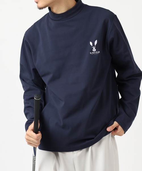 FUNALIVE（ファンアライブ）の「モックネック 裏起毛 ストレッチ ロンT（Tシャツ/カットソー・メンズ・ブラック/ネイビー/レディッシュグレー/ホワイト・L/LL/M）」の4枚目の写真